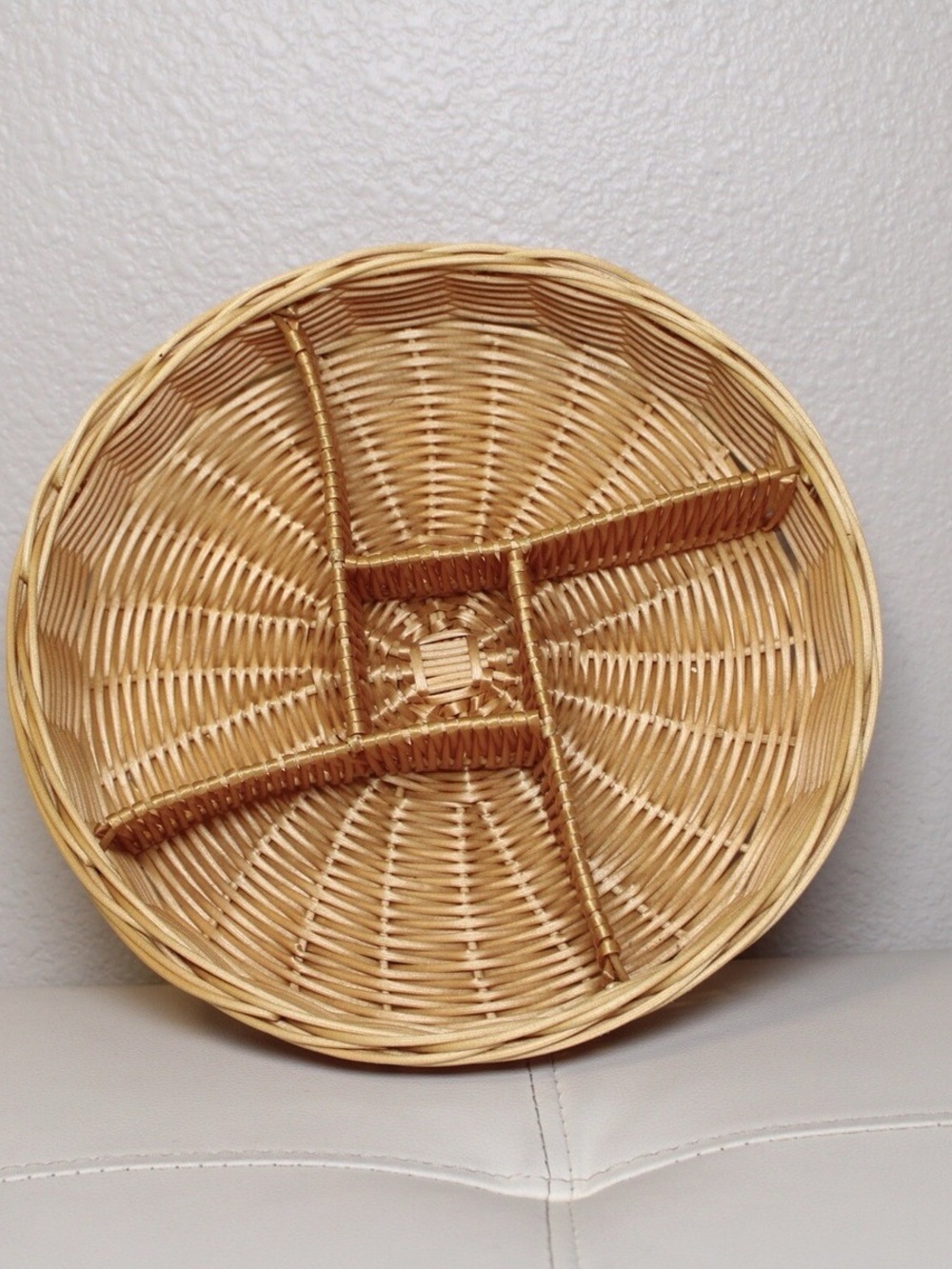 Round Woven Plastic r Rattan Basket Organizer Natural Tan